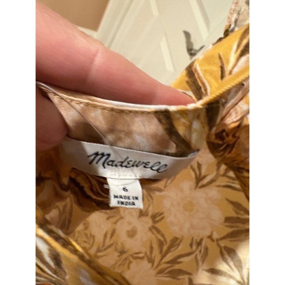 New Madewell Women's Floral Ruffle Strap Midi Dress Size 6 Yellow Ivory Print - Picture 6 of 8